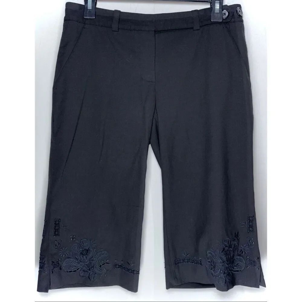 Robert Rodriguez embroidered wide-leg capri pants / Bermuda shorts size 8